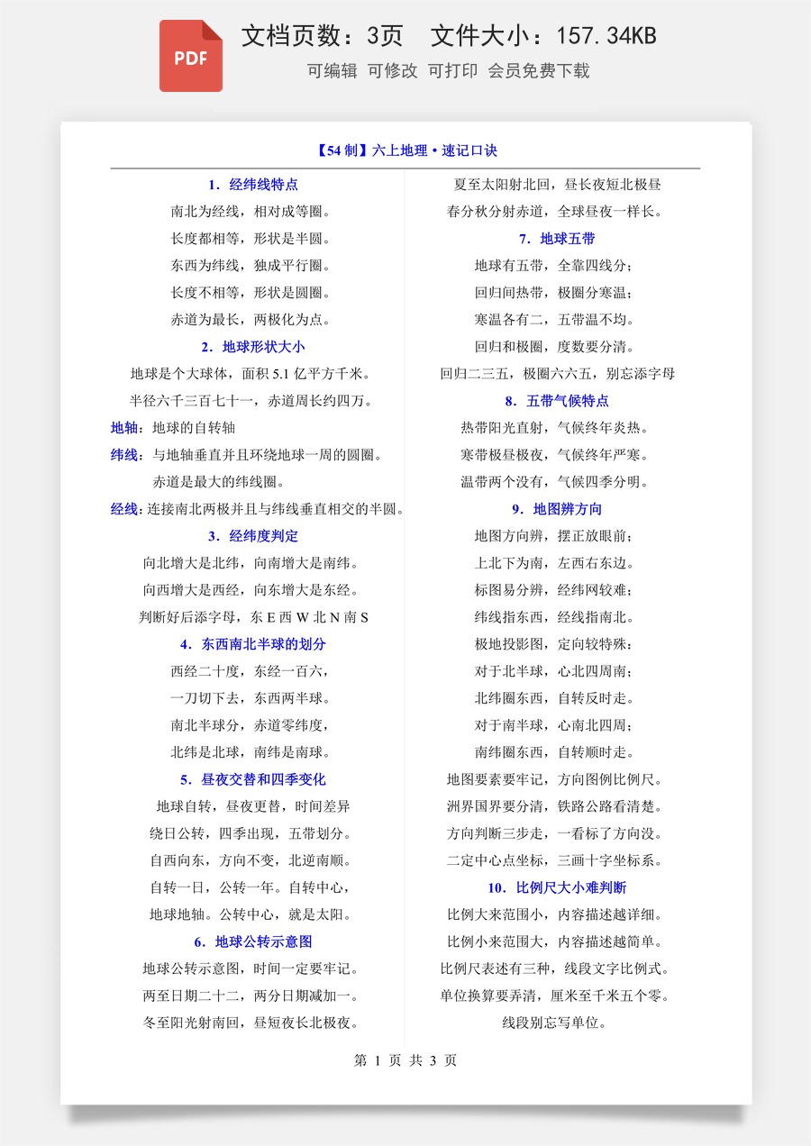 小学-地理-六上小四门-6上地理-54制-六上地理知识点总结-新版-54制六上地理速记口诀.pdf